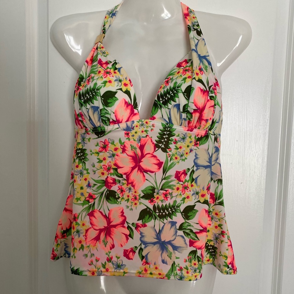 Victoria's Secret Floral Bikini Top - Pink, Green, White - Picture 3 of 5